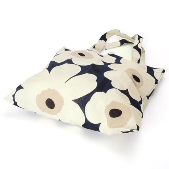 Borsa a Tote Marimekko Eco Donna 44x43 cm Unikko Cotone 100 Blu Mezzanotte