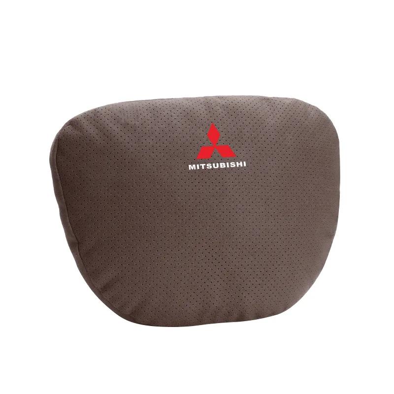Semišová Dekorace Auta Vnitřní Opěrka Hlavy Polštářek na Krk pro Mitsubishi Ralliart Lancer EX ASX Pajero Outlander Eclipse EVO Grandis