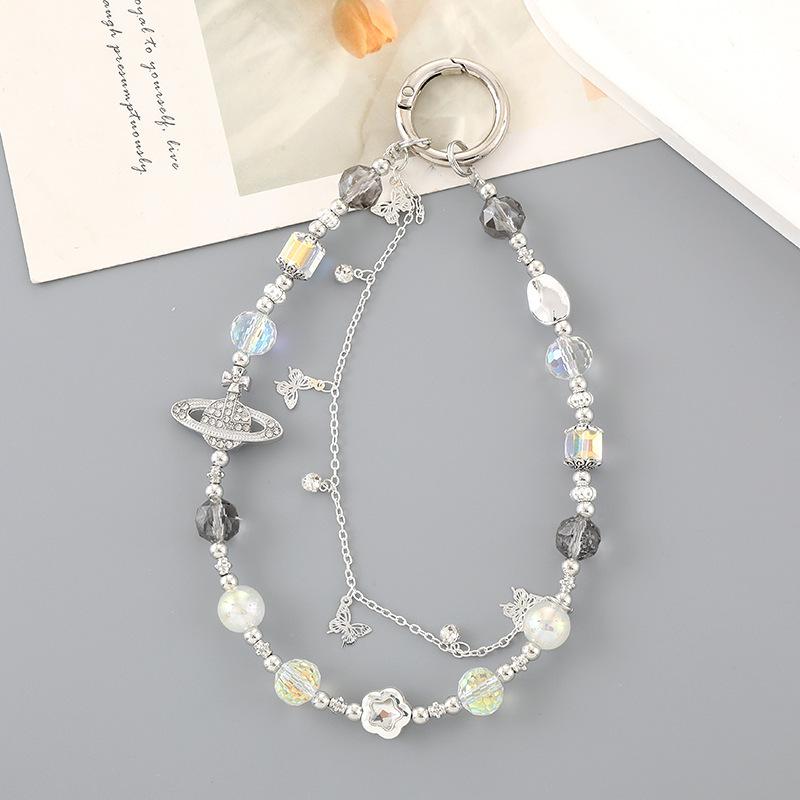 New Pearl Bow Beaded Pendant Phone Case Charm Wrist Strap Lanyard