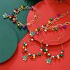 Fashion Christmas Tree Colorful Bells Pendant Necklace Bracelet Earrings for Women Festival Party Jewelry Set New Year Gift