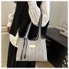 Autumn/Winter 2026 Literary Girl Striped Tote Bag - Large Capacity, Trendy Commuter Essential