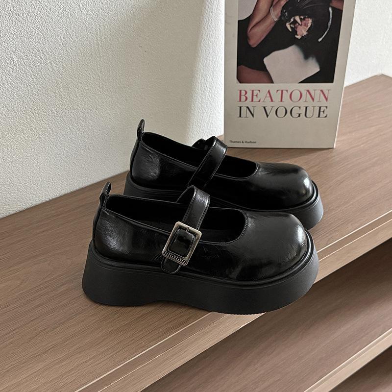 

French Mary Jane single shoes women s 2025 spring and autumn new platform Japanese jk retro princess style small leather shoes with skirt 40 чёрный