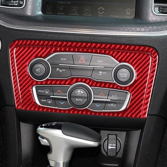 2x Red Carbon Fiber Car Center Console Button Panel Cover For Charger 2015-