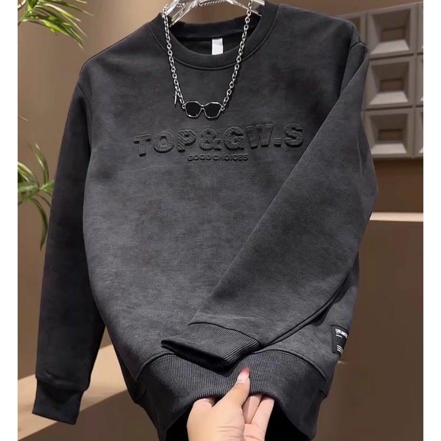 Herbst/Winter 2024: Herren-Kapuzenpullover mit Batik-Buchstabenprint, Rundhalsausschnitt, langen Ärmeln und Partnerlook, bedruckt mit Buchstaben.