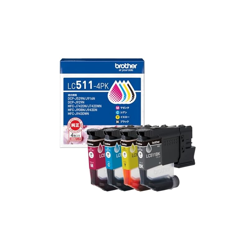 [Brother Genuine] LC511-4PK-E Ink Cartridge 4-Color Pack (Eco Package) Compatible Models: DCP-J529N, DCP-J929N-W, DCP-J929N-B, DCP-J916N, MFC-J908N,