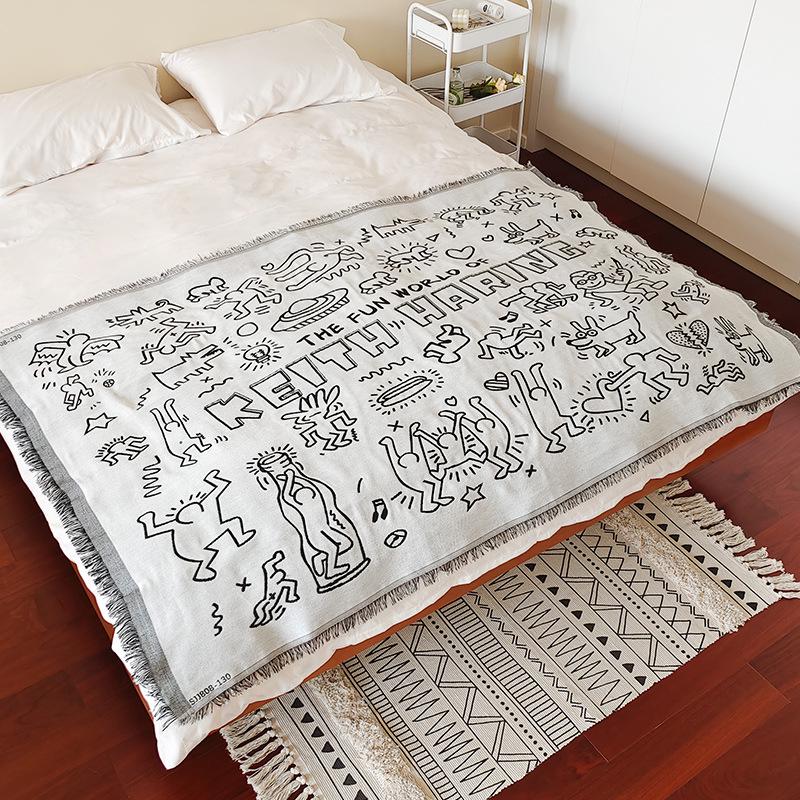 Bohemian Cotton Jacquard Throw Blanket and Bed Runner for Home or Hotel.