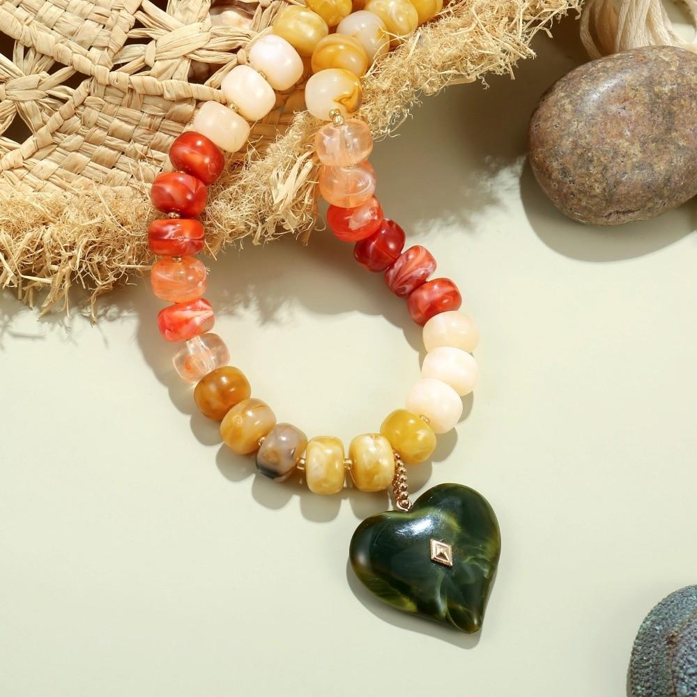 Colorful Beads Pendant Necklace Acrylic Collarbone Chain Chunky Beads Necklace  Jewelry Gifts