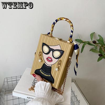 Box Bag Creative Niche Graffiti Phone Bag Vintage Evening Bag Chain Phone Bag