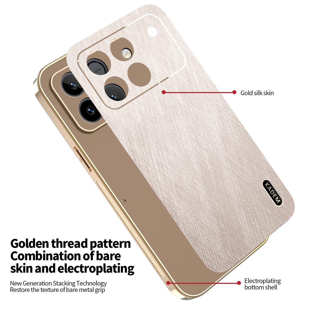 KADEM Phone Case For Honor Win 5G / Win RT 5G Electroplating Silk Texture PU + TPU Phone Back Cover