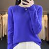 Women's 100% Wool Round Neck Sweater – Casual, Loose Knitwear, Minimalist Base Layer