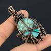 Tibetan Turquoise Pendant, 999 Copper Wire Wrapped Gemstone Jewelry, Handmade Pendant, For Thanksgiving