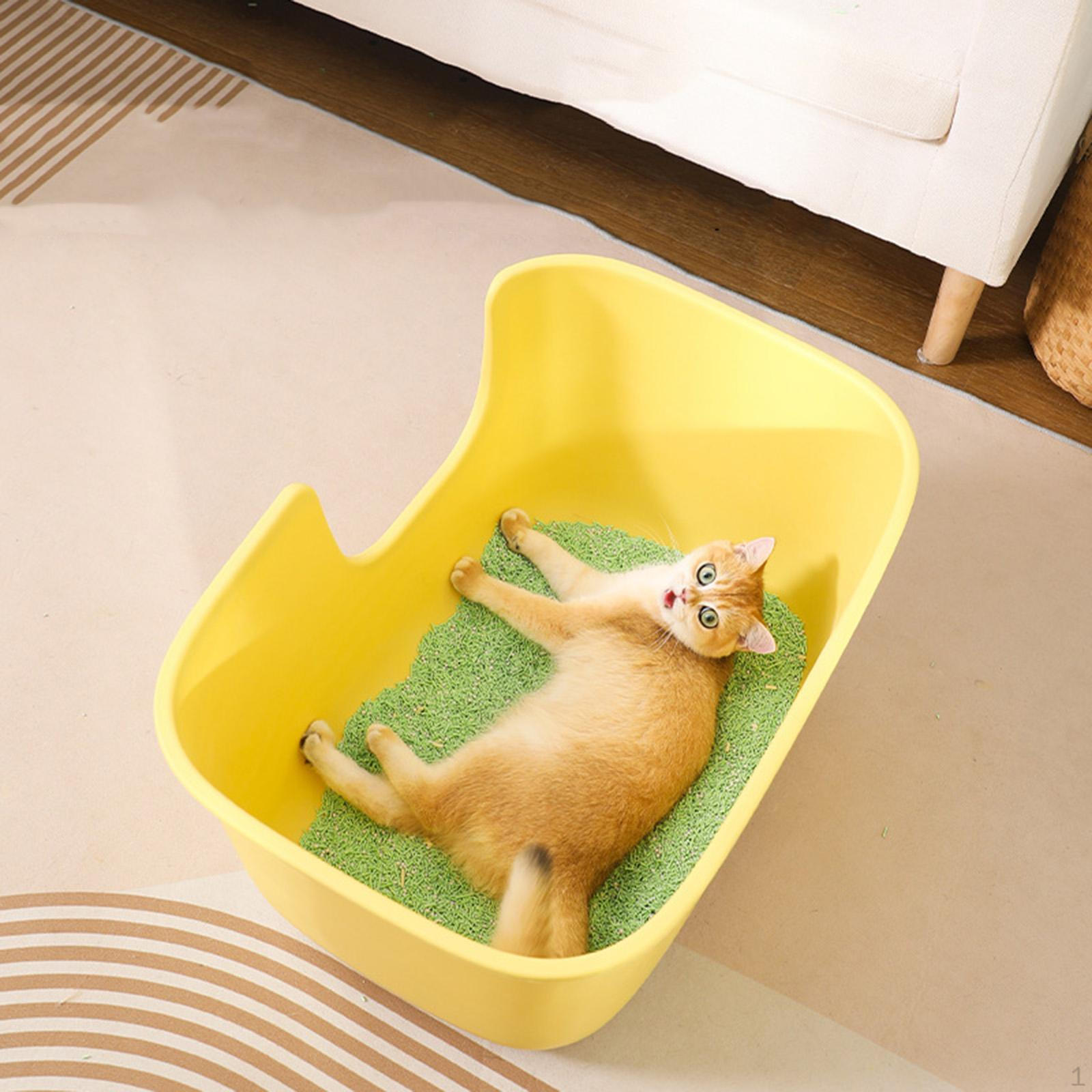 

Коробки для кошачьего туалета с высокими стенками, большая раковина, горшок для котят с легкой чисткой клеткой, жёлтый