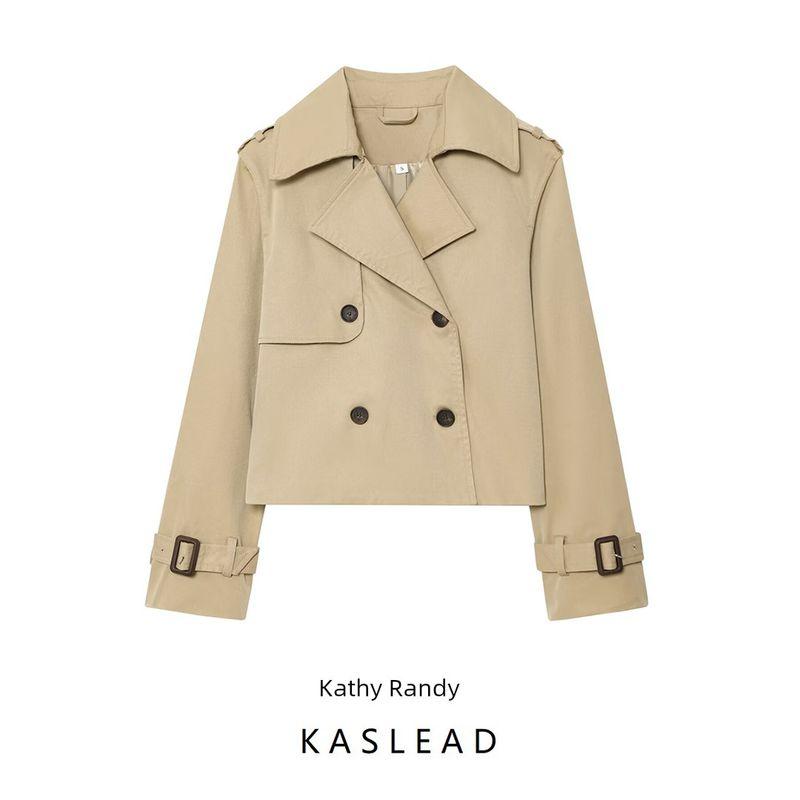 Kaslead New Women clothes Western Style Fashion Simple Casual Short Trench Coat Jacket