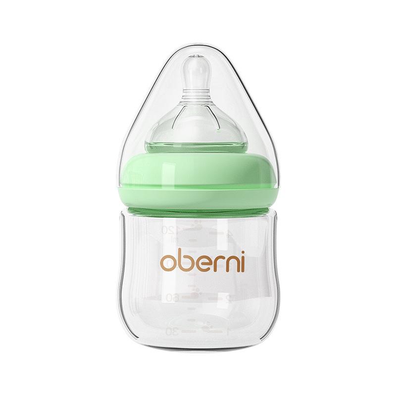 Aubeni 150ML Wide Mouth Glass Baby Bottle, Anti-Choke & Anti-Colic, for Newborns 0-6 Months