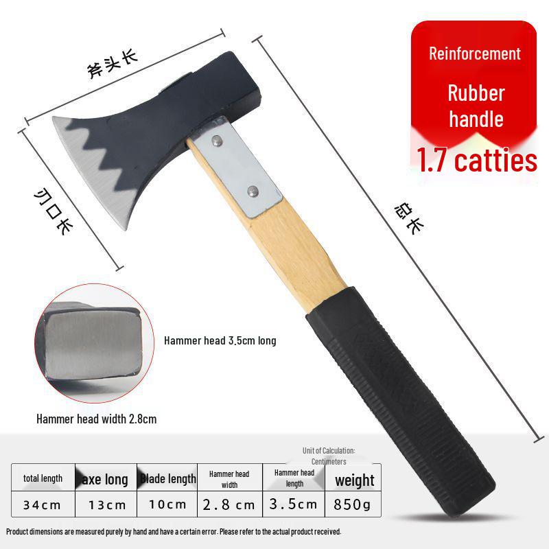 Axe Splitting Wood Axe - Hand Forged Steel Cleaver for Outdoor Woodworking, Firefighting, & Mountain Adventures