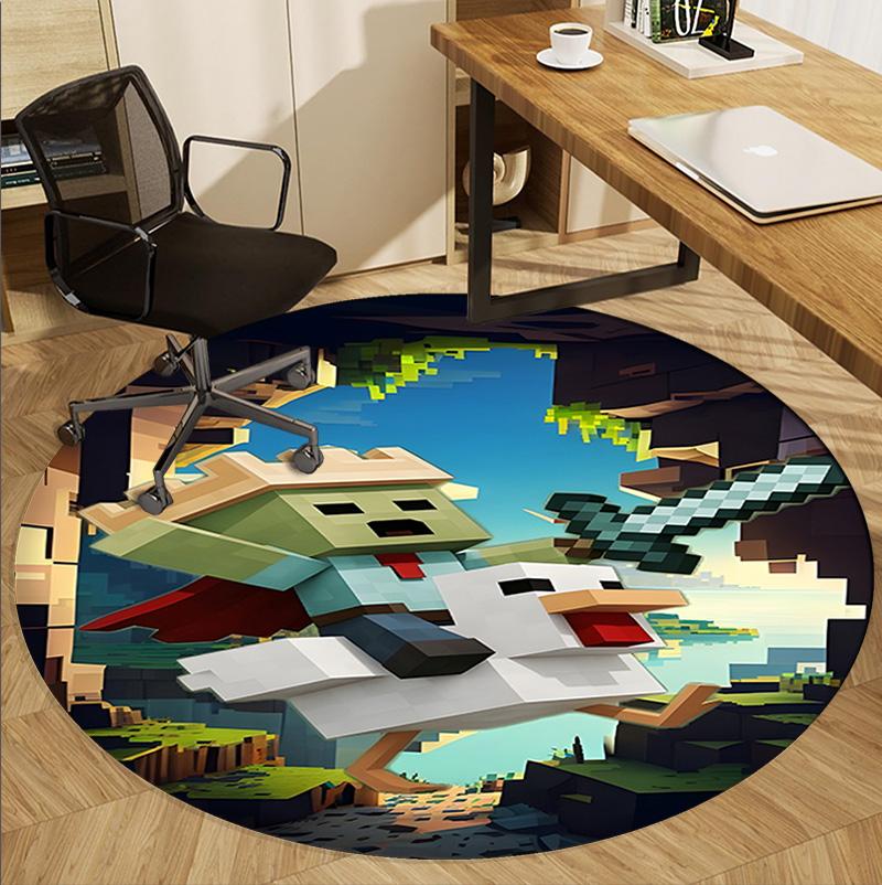 Gamer Pattern Round Rug, Indoor/Outdoor Mat, for Picnic, Gameroom, Bedroom, Office, Living Room, Home Decor Carpet, Birthday Gift