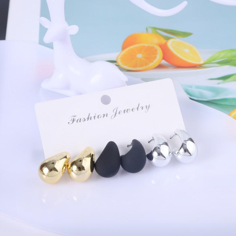 European & American Gold Tassel Retro CCB Earrings Set: 3 Pairs of High-Grade, Exaggerated Style for Women.