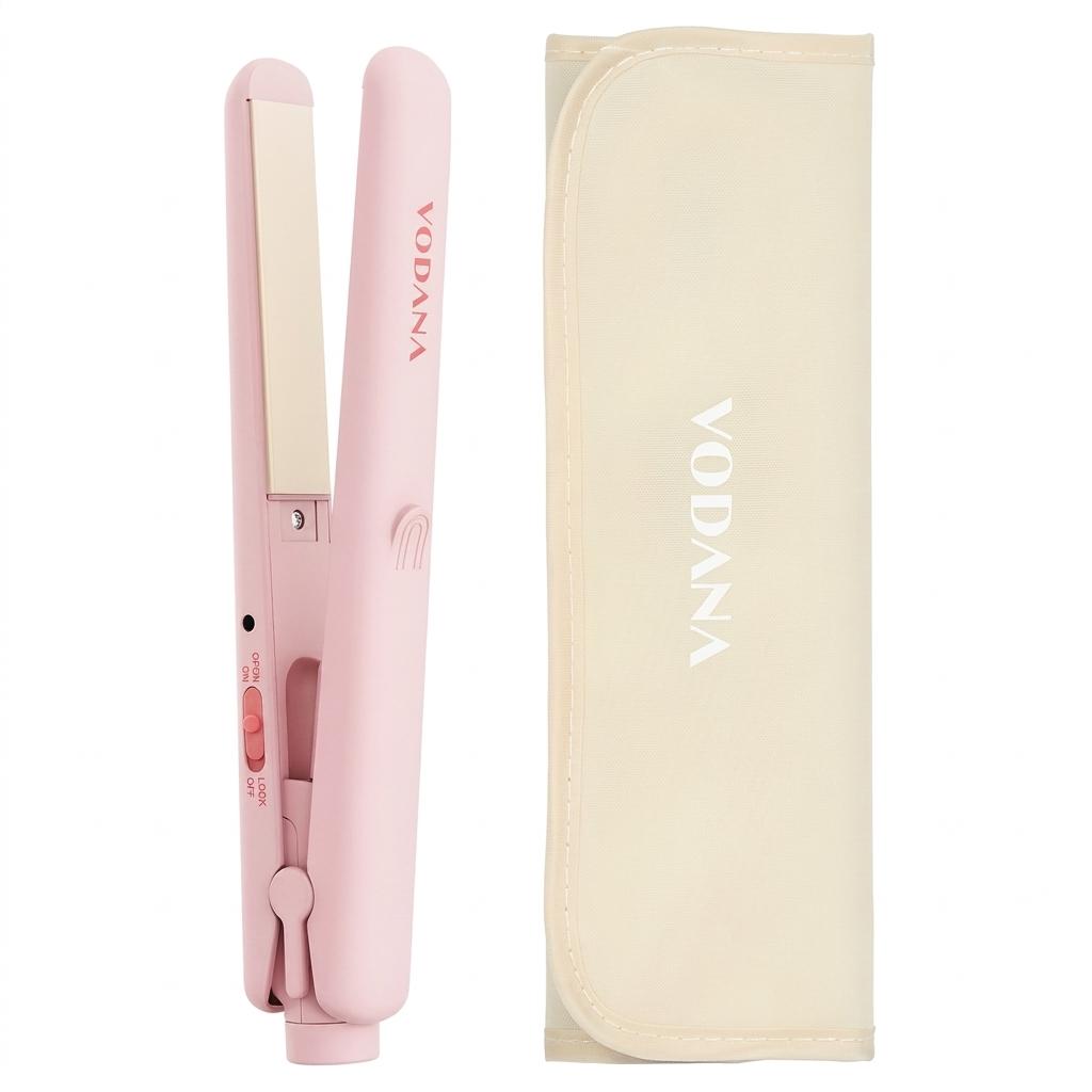 

VODANA Pocket Mini Flat Iron - [KOREAN HAIR STYLER] Portable Ceramic Hair Straightener with Free Voltage & Travel Pouch pink