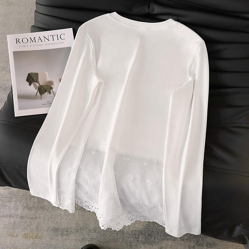 Γυναικείο Κομψό Μακρυμάνικο T-Shirt με Ραφή Γαλλικής Δαντέλας