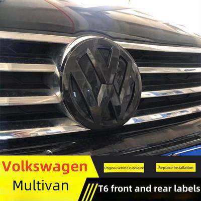 For VOLKSWAGEN Suitable for Volkswagen T6 Bright Black Silver Matte 170mm Front Radiator Grille Logo+130mm Rear Trunk Lid Logo C