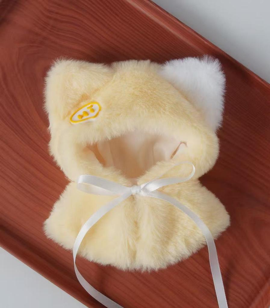 No Doll Cute Star Emblem Rabbit Fur Cape Cloak For 10cm 15cm Cotton Dolls Pink Bow Decor Halloween Photo Prop Dress Up Outfit