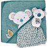 Cape de bain - doudou et compagnie - yoca koala - coton doux - 80x80 cm - bleu/vert