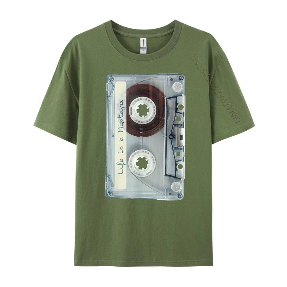 

Life Is A Mixtape Old School Tape Cassette Printed T-Shirt Male T-Shirt Graphic Cotton Short Sleeve 4XL