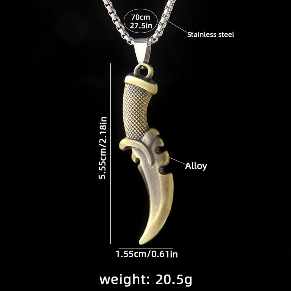 Nuova Collana con Ciondolo Coltello a Texture Geometrica da Uomo Stile Punk Hip-Hop Catena per Maglione Dominante Accessorio Vendita all'Ingrosso