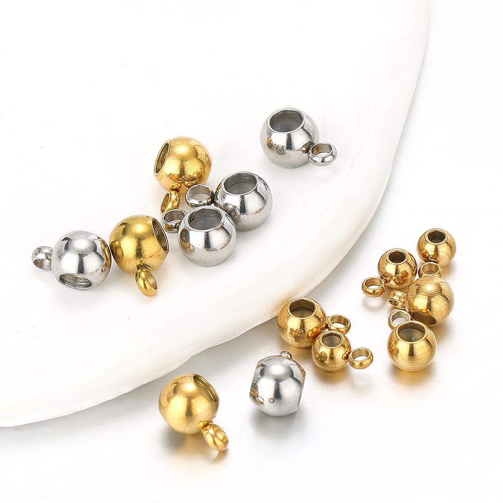 20pcs Stainless Steel Non-slip Silicone Spacer Beads Pendant Charms Clasps Gold Color Bail Beads for DIY Jewelry Making Findings