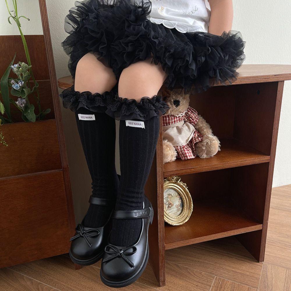 Autumn&Winter Mid-Tube Hosiery Mesh Thin Stockings Harajuku Balletcore Lace Socks  Kid