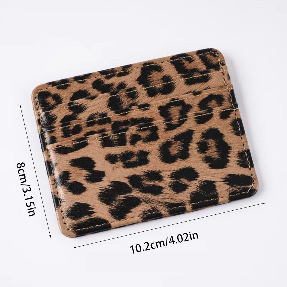 Classics PU Leather Leopard Print Card Wallet Slim Multi Slot Cards Holder Card Cover Purse Daily Essentials