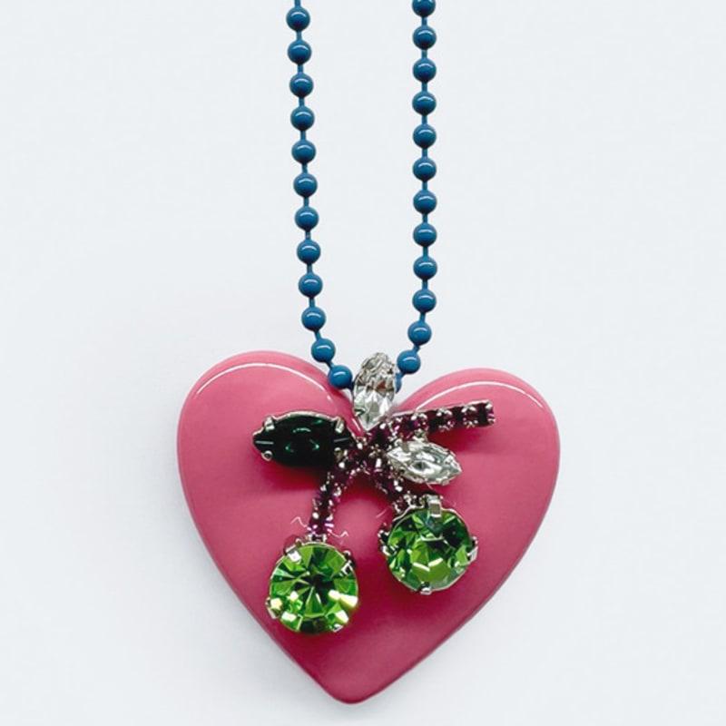 VERRYTASTE Cherry Heart Necklace - Pink