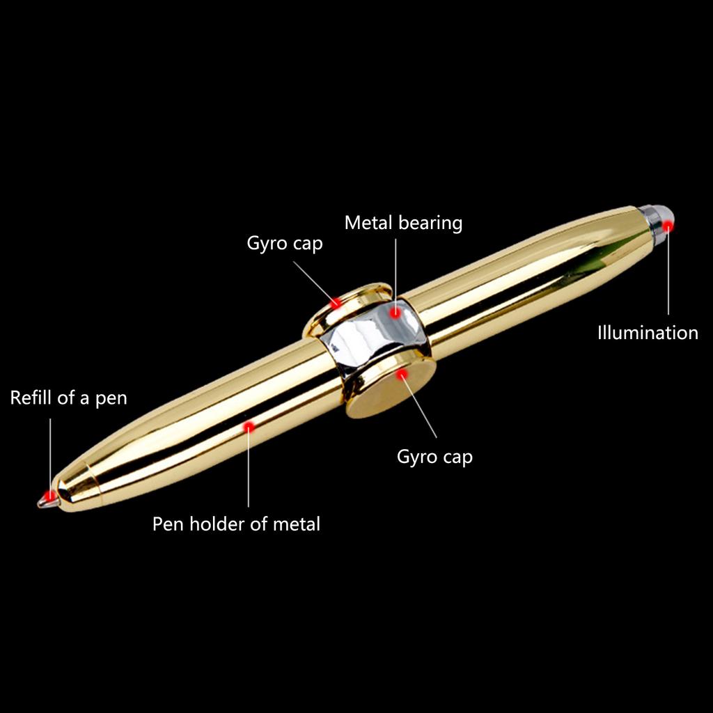 2Pcs Fidget Pen Spinner Pen with LED Light Metal Spinning Pen Ballpoint Pen Multifunctional Pen Anxiety Relief Pen