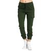 Women's Color Cargo Casual Elastic Waist String Side Pocket Trousers Long Pants