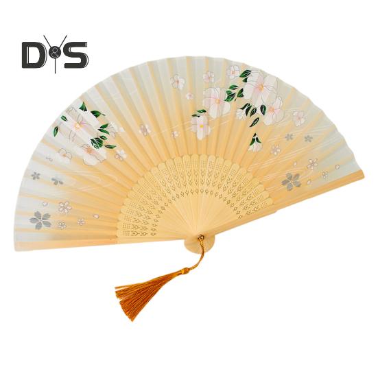 Faltfächer im chinesischen Stil mit Quasten, tragbarer Handkühlventilator für den Sommer, Dekoration, Tanz-Performance-Requisiten, Party-Kostümzubehör