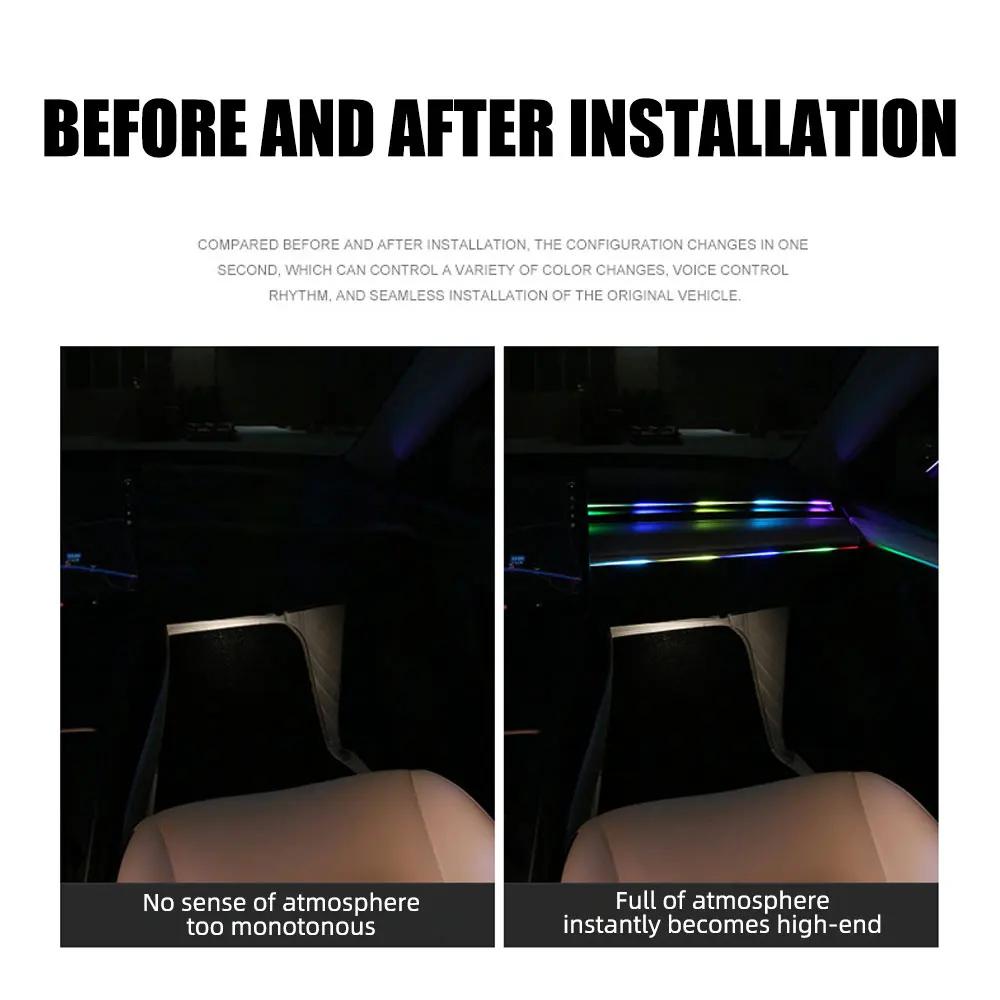 Car Ambient Lights 10 in 1 Footwell Universal RGB Atmosphere Lamps USB APP Remote Cigar Lighter for Tesla Model 3 Y S X