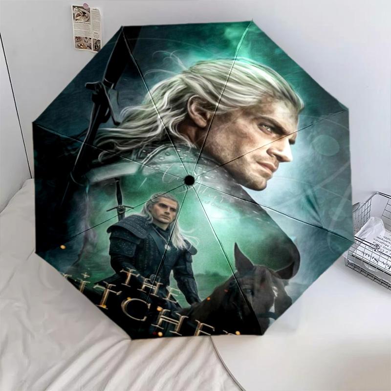 Witcher: Dark Warrior Automatic Umbrella - Suitable Travel Outdoor Portable Umbrella Birthday Gift Daily Essentials