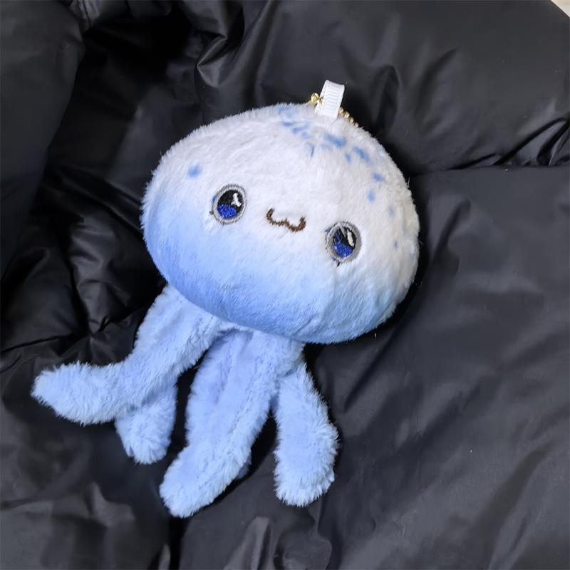 Aquarium Blue Jellyfish Plush Pendant Women Cute Simulation Animal Plush Doll Pendants Key Soft Plushies Backpack Keychain