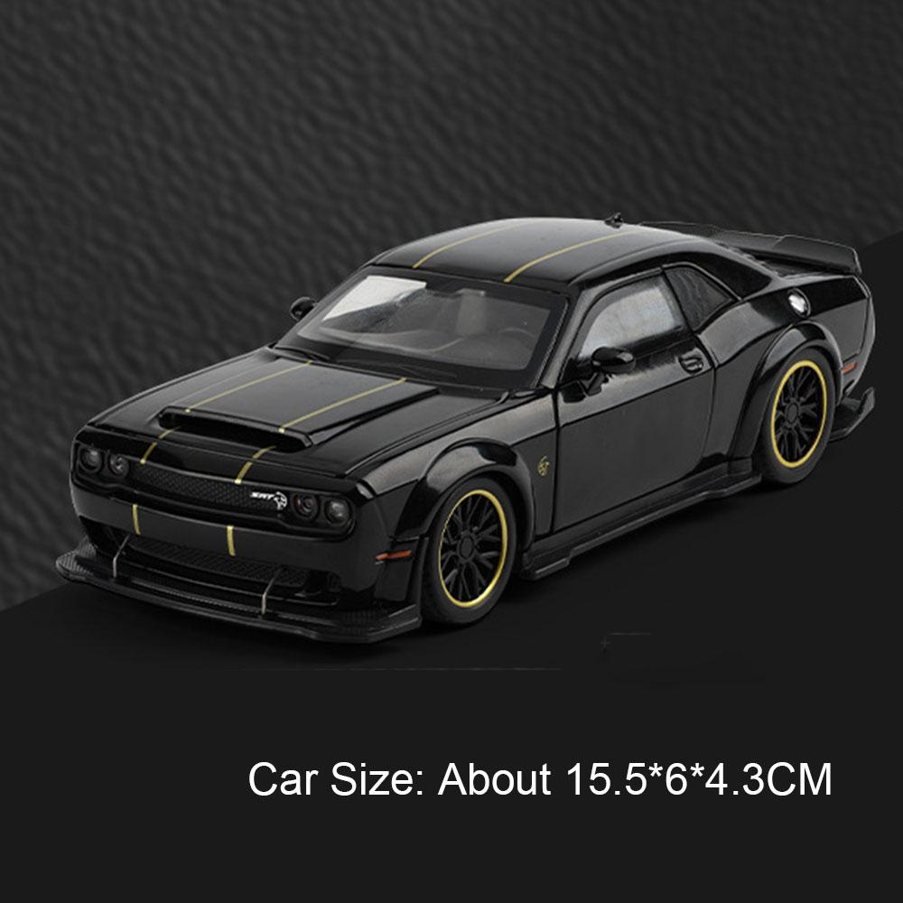 Scale 1:32 Challenger SRT Hellcat Model Car Toy Pull Back Sound Light Alloy Diecast Police Cars Models Kids Collection Gifts