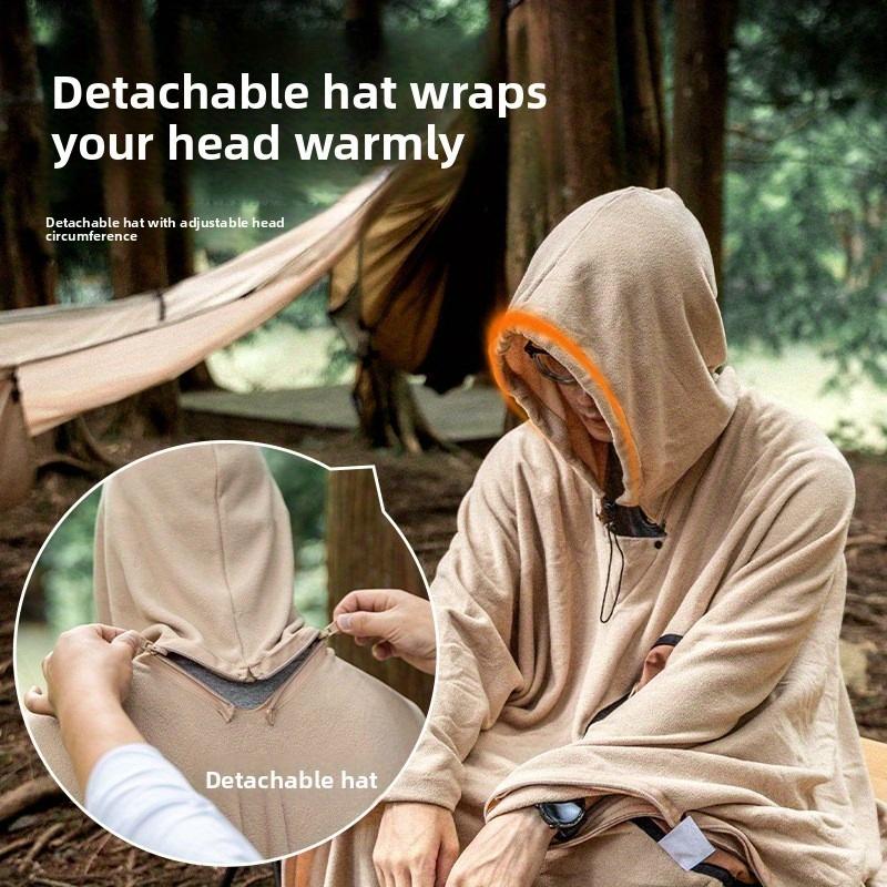 Multipurpose Poncho Sleeping Bag Fleece Camping Travel Wearable Blanket for Adults Outdoor Adventure Warm and Cozy