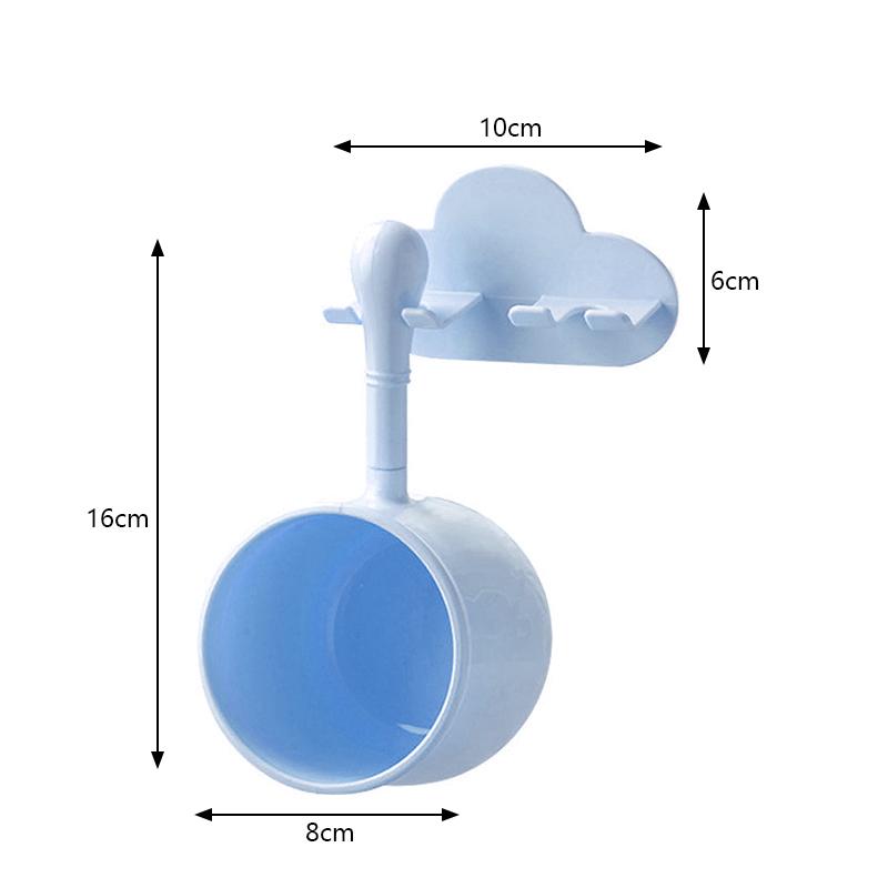 Home Brushing Cup Simple Mouthwash Couple Cup Straight Handle Punch-free Toothbrush Cup Holder Wall Mount Toothbrush Holder