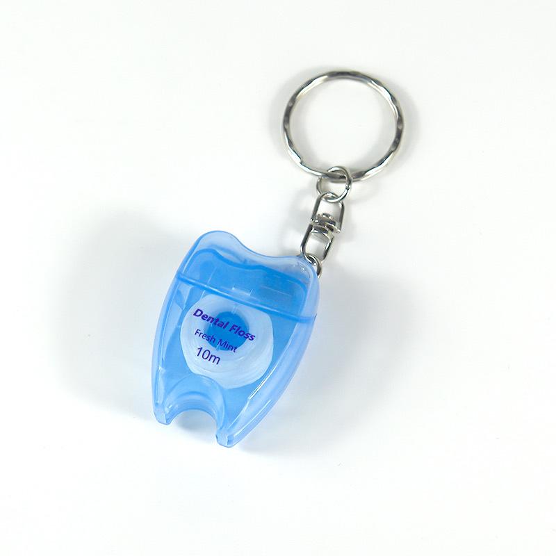 Mint-flavoured Waxed Toothpick-shaped Keyring Dental Floss Roll