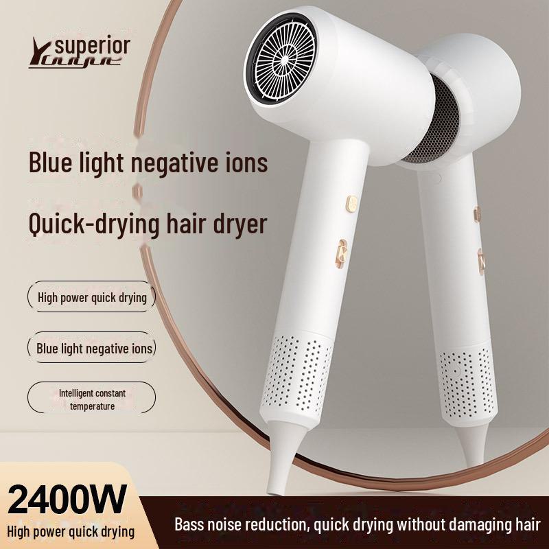 High-Power Blue Light Hair Dryer for Salon & Dorm, Hot/Cold Settings