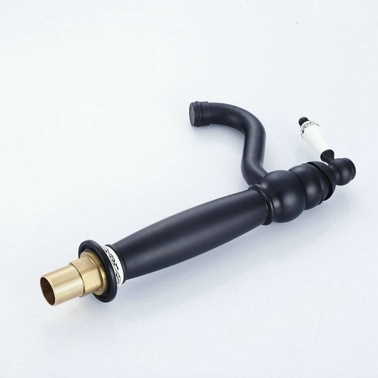 European Antique Swivel Faucet: Hot & Cold Countertop Basin, Single Hole Retro Design