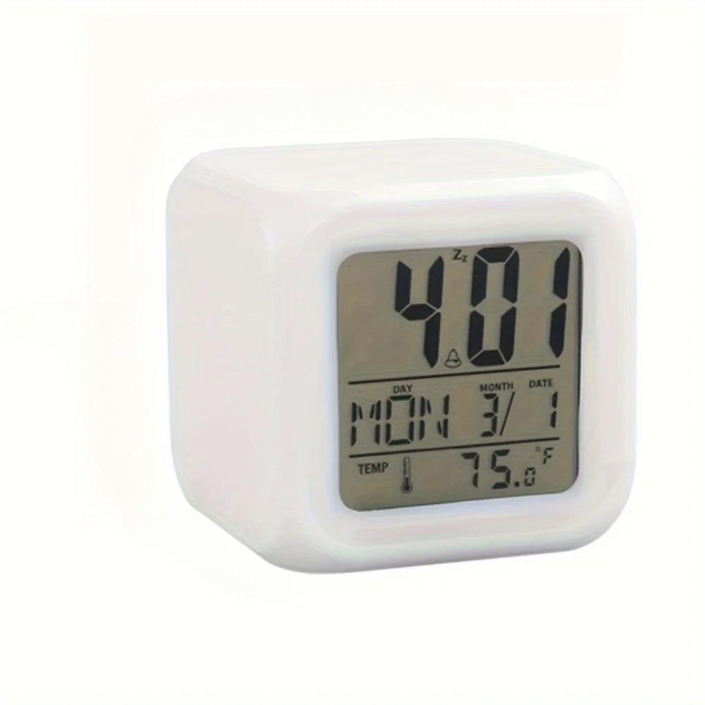 

1pc Lovely Colorful Change Alarm ClockCube Design Creative Home Alarm - Luminous Small Alarm ClockFun & Functional