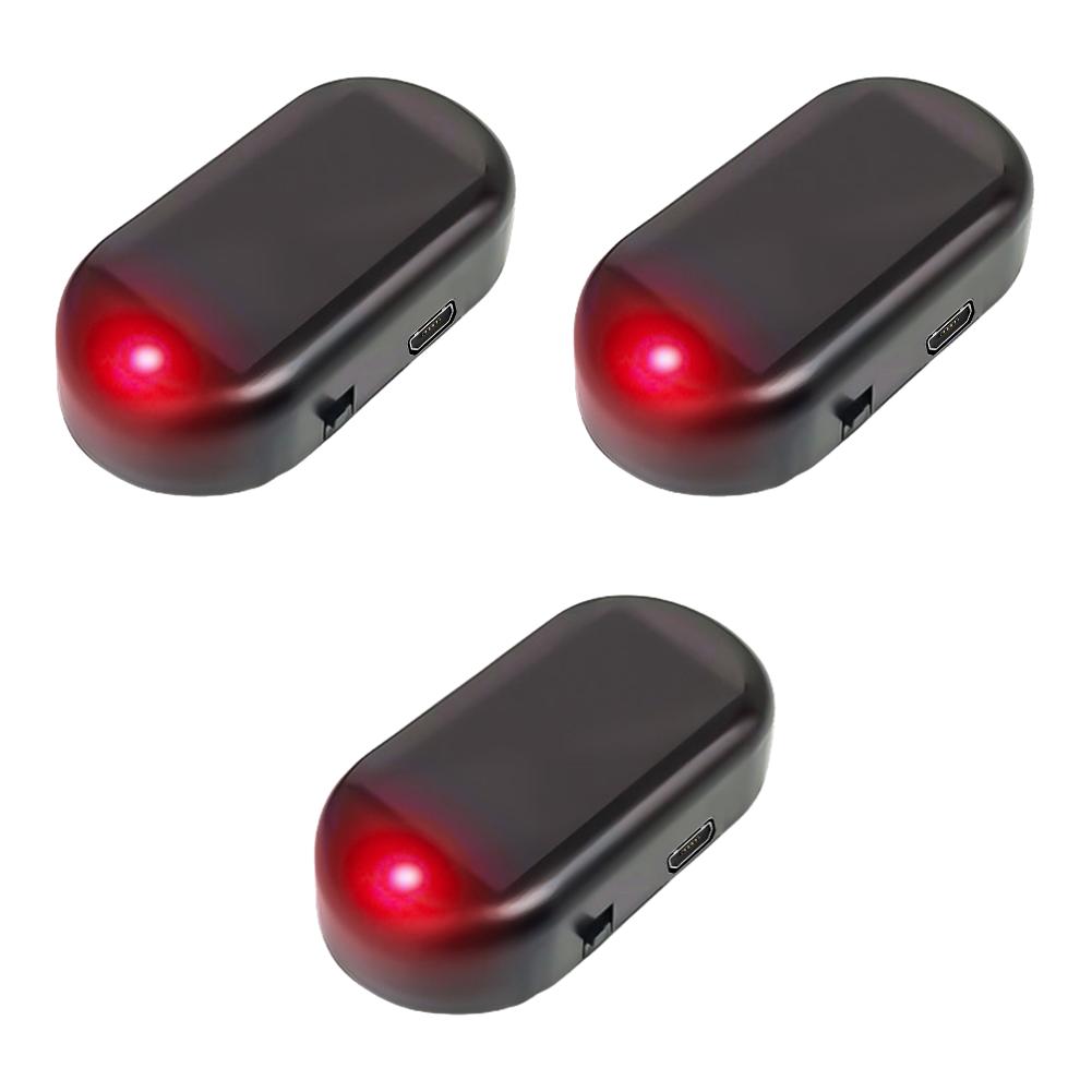 Solar Powered Car Fake Security Light Blue/Red Light LED Flashing Light Simulated Car LED Warning Light Anti-Theft Caution Lamp