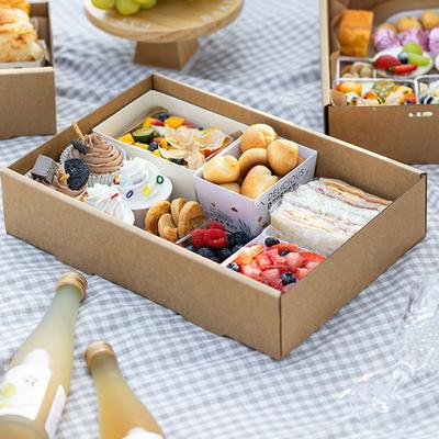 2Pcs Picnic Lunch Box Fried Chicken Paper Box Disposable Takeout Packing Box Salad Bento Box Birthday Party Supplies