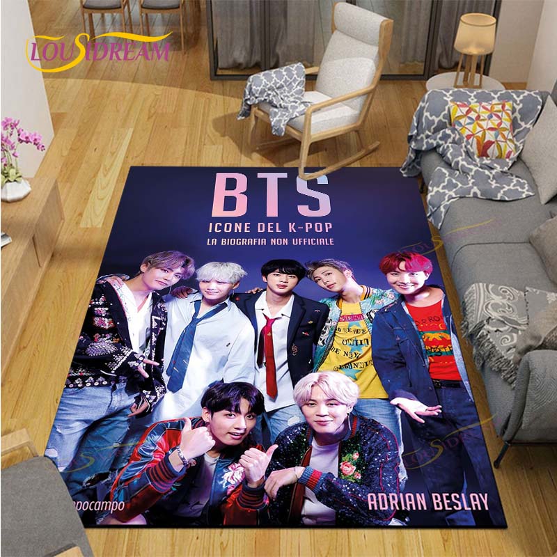 Tappeto Kpop Bangtan Boys Tappeto BTS Tappetini per Tavolino Soggiorno Tappeto Camera da Letto Tappetini per Pavimento Lavabili Tappetino per Area Domestica Regalo