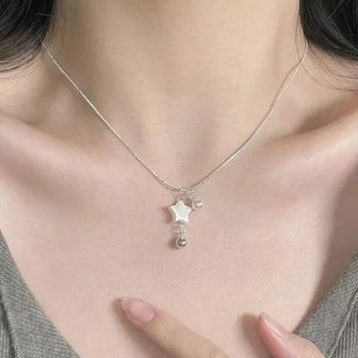 Französische Sommer Muschel Stern Perlen Anhänger Halskette Für Frauen Modisch Personalisiertes Tägliches Accessoire Party Geburtstagsgeschenke