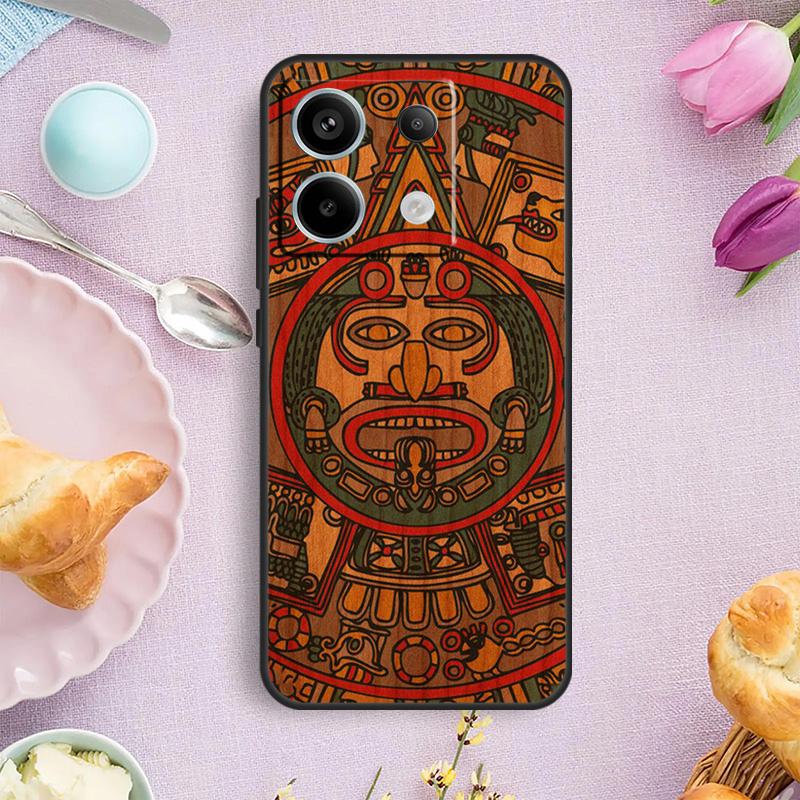 Mayan Calendar Wood Pattern Case For Xiaomi Redmi Note 13 Pro Note 12 11 9 10 Pro 10S 11S 12S Redmi 13C 10C 12C Cover